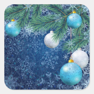 Sticker Carré Noël blanc fascinant