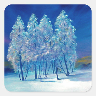 Sticker Carré Noël bleu #4