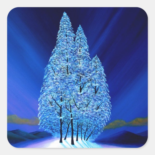 Sticker Carré Noël bleu #7 (Devant)