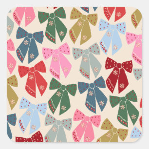 Sticker Carré Noël Bows Coquette