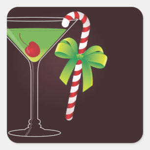 Sticker Carré Noël de cocktail de sucre de canne