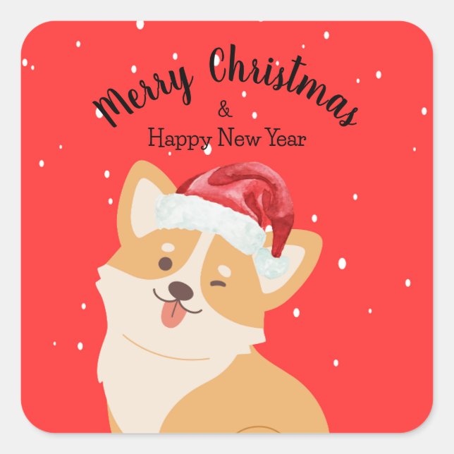 Sticker Carré Noël de Corgi (Devant)