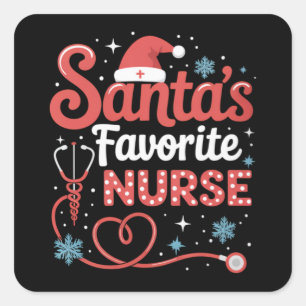 Sticker Carré Noël de l'infirmière préférée de Santa