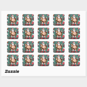 Sticker Carré Noël de père marrant mignon