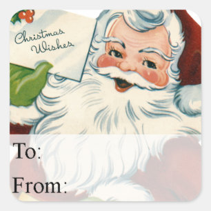 Sticker Carré Noël de Père Noël souhaite l'étiquette vintage