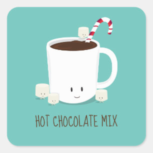 Sticker Carré Noël du mélange de chocolat chaud