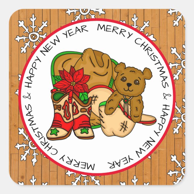 Sticker Carré Noël du pays et de l'ouest de la Russie (Devant)