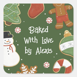 Sticker Carré Noël échange de cookies Fête de vacances