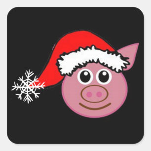 STICKER CARRÉ **NOËL ÉMOJI** BÂTIMENTS AVEC PORC DE NOËL