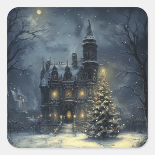 Sticker Carré Noël gothique victorien