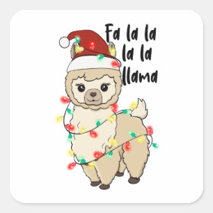 Sticker Carré Noël Llama