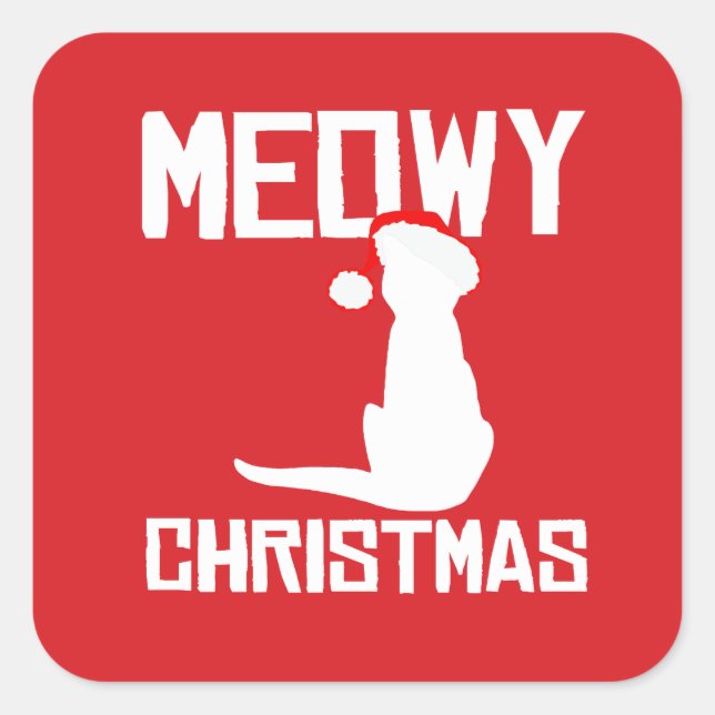 Sticker Carré Noël Meowy (Devant)