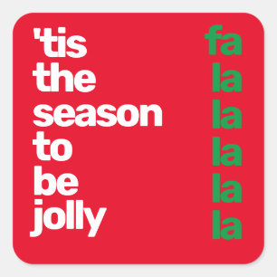 Sticker Carré Noël minimal personnalisé moderne fête rouge vert