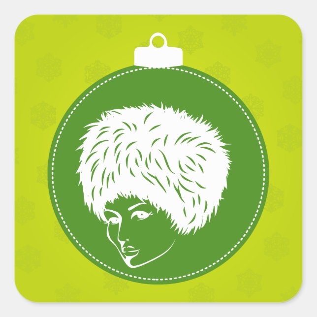 Sticker Carré Noël Modish Lime (Devant)
