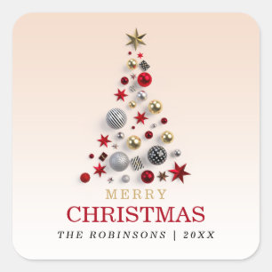 Sticker Carré Noël Noël Noël Noël Arbre Entreprise Famille Blush