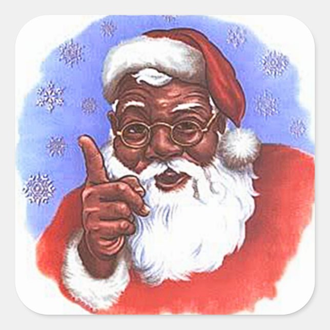 Sticker Carré Noël noir du Père Noël africain (Devant)