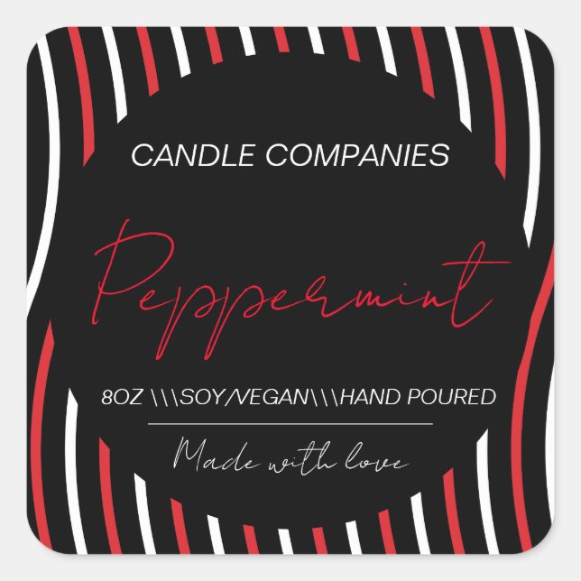 Sticker Carré Noël Peppermenthe Vegan Candle Maker Business (Devant)