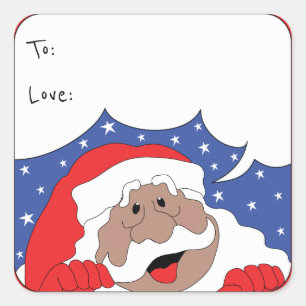 Sticker Carré Noël Père Noël de couleur dit