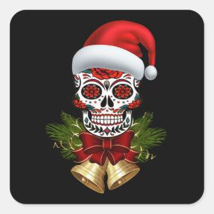 Sticker Carré Noël Père Noël Jour Du Crâne Sugar Morts