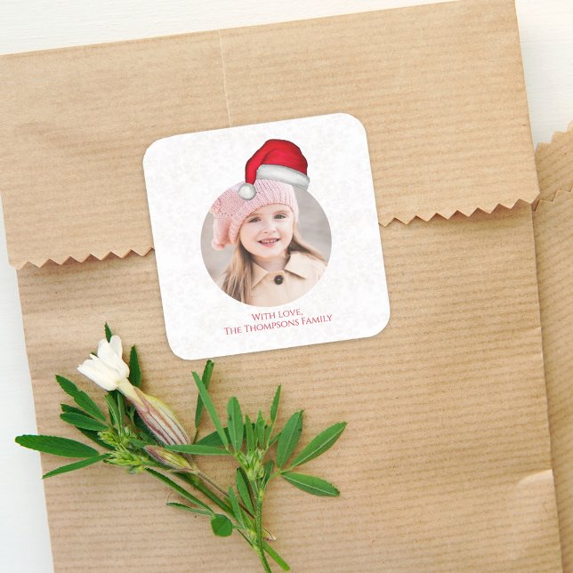 Sticker Carré Noël Père Noël Vacances mignonne Simple Casquette  (Créateur téléchargé)