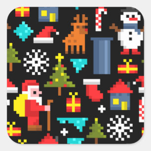 Sticker Carré Noël Pixel