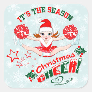 Sticker Carré Noël, Pom-pom girl