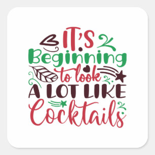 Sticker Carré Noël ressemble à des cocktails