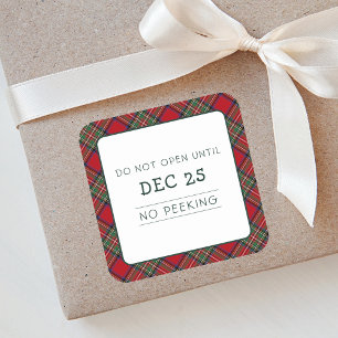 Sticker Carré Noël Rouge Vert Plaid Stewart Tartan