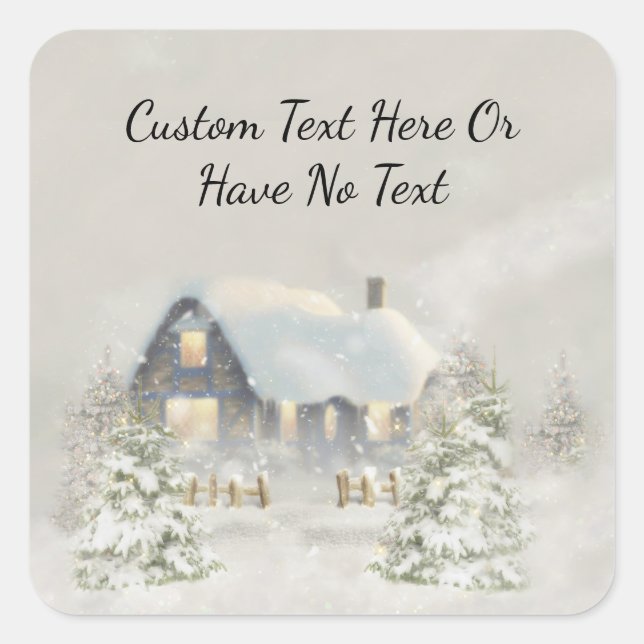 Sticker Carré Noël Russe Cabine hiver Neige Forêt forestière (Devant)