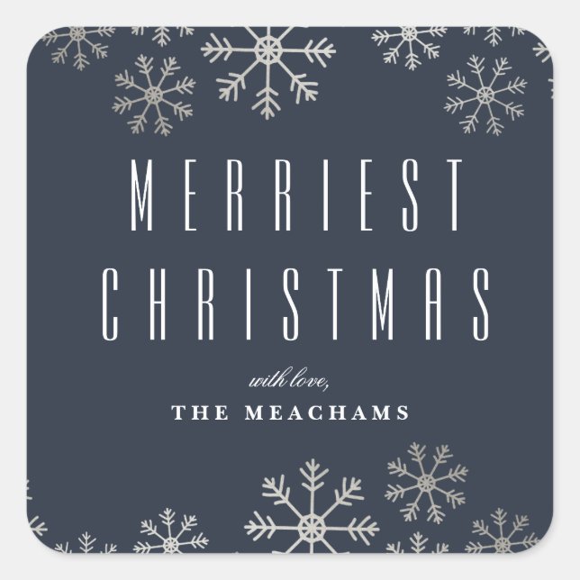 Sticker Carré Noël Silver moderne (Devant)