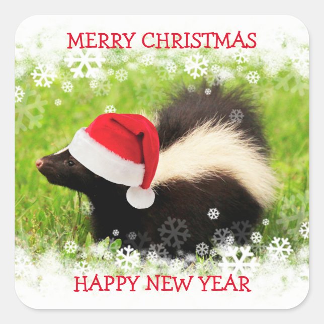 Sticker Carré Noël Skunk Holiday (Devant)