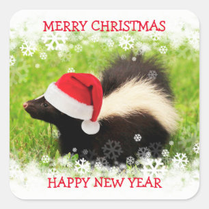 Sticker Carré Noël Skunk Holiday