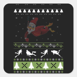 Sticker Carré Noël Vilain Plongée Plongée Plongée Xmas Pj Pajama