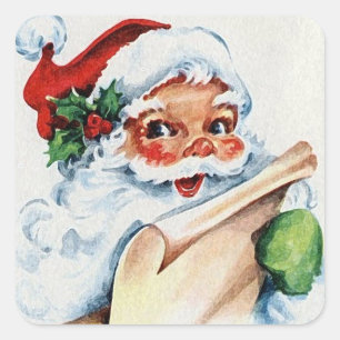 Sticker Carré Noël vintage du Père Noël
