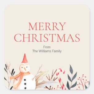 Sticker Carré Noël vintage Holiday Snowman