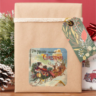 Sticker Carré Noël Vintage, La Nuit Avant Noël