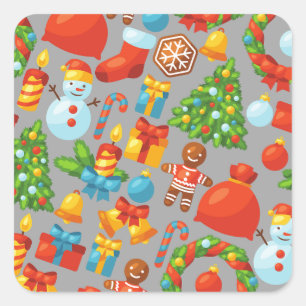 Sticker Carré Noël Vintage Santa Claus