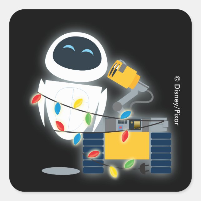 Sticker Carré Noël WALL-E & EVE (Devant)