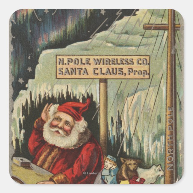 Sticker Carré NoëlPère Noël au pôle Nord (Devant)