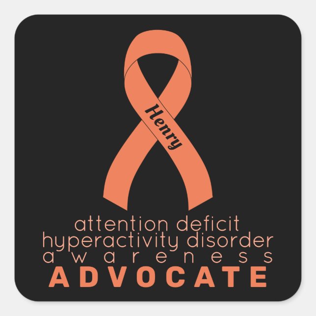 Sticker Carré noir ADHD Advocate (Devant)