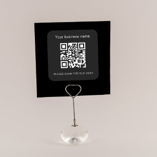 Sticker Carré Noir blanc bar restaurant menu qr code
