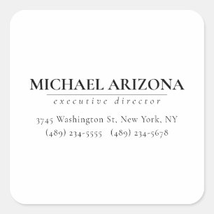 Sticker Carré Noir & Blanc Minimaliste Simple Plaque