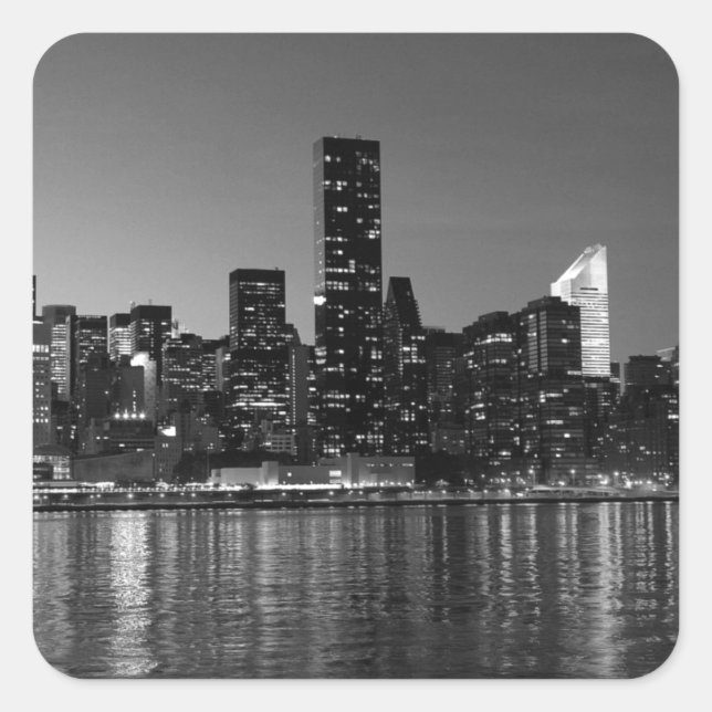 Sticker Carré Noir Blanc New York City Skyscapants Silhouette (Devant)