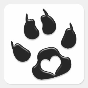 Sticker Carré Noir de l'empreinte de patte du chat