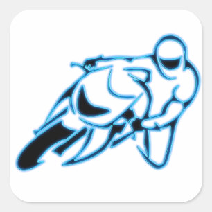 Sticker Carré Noir de logo de moto avec les lignes bleues au