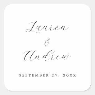 Sticker Carré Noir et blanc Élégant Moderne Mariage simple