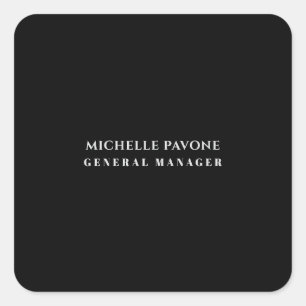 Sticker Carré Noir et gris élégant simple uni professionnel