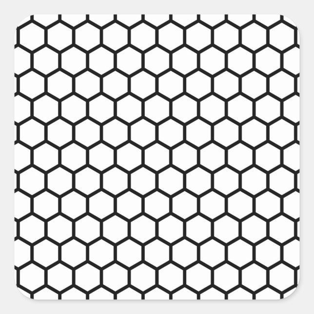 Sticker Carré Noir ligne Honeypeb Bee Hive Motif hexagonal (Devant)