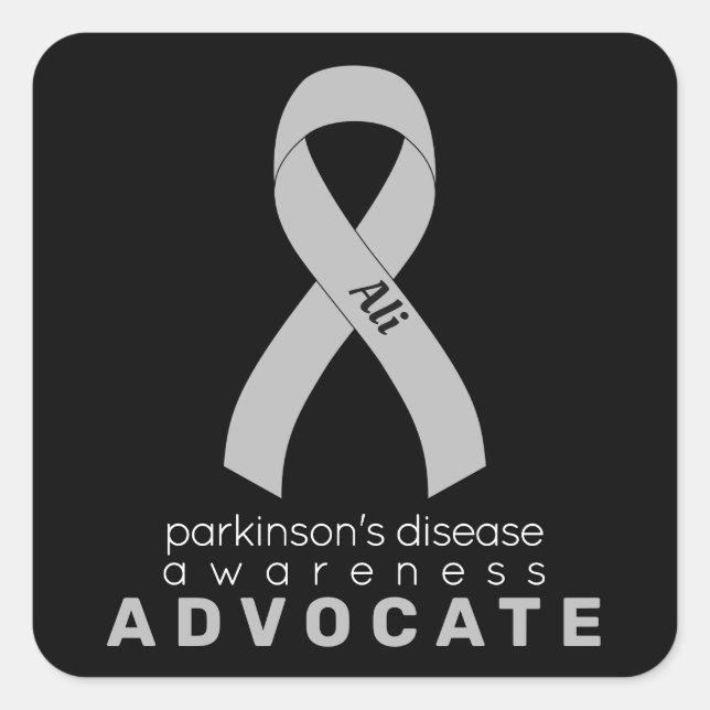 Sticker Carré noir pour Parkinson (Devant)