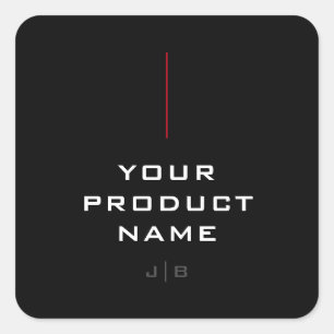 Sticker Carré Noir rouge moderne Nom du produit Logo Monogramme